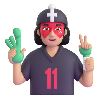 football fan with face paint and a foam finger sticker