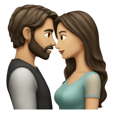 Brunette man with beard kissing brunette woman with long hair sticker