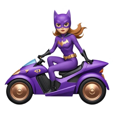 Hot full size real-appearance racing action BatGirl’s purple tights sixty’s tv show 1992 stealth retro cat burglar sporty petite off-road pursuit mobile cruiser car rose gold accents (reclined and relaxed seating position and attitude) sticker