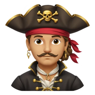 create an emoji of pirate capitan on the bow of the ship in epic posture sticker