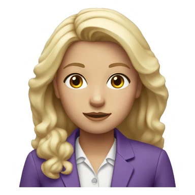 girl with blonde hair gray eyes and purple suit sticker