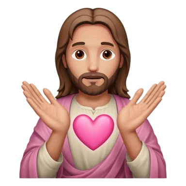Jesus making pink heart with hands sticker