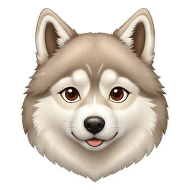 Beige husky with a brown heart sticker