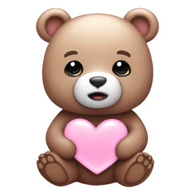 Aesthetic bear with a cute heart light pink sticker