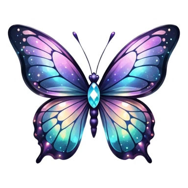 Dark Nebula Sparkly glossy glittery Pastel iridescent transparent bio-luminescent glass crystal butterfly sticker