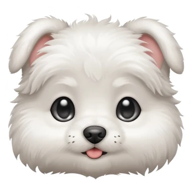 a white cute baby dog with a gray stain on one eye sticker