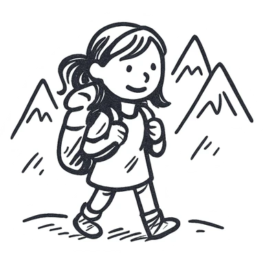 A white girl with brown hair, backpacking in the mountains sticker