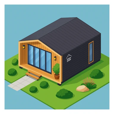 isometric illustration of the building. 3D isometric infographic design. Clean lines, bright and saturated colors, minimal unnecessary details. View from above at an angle (isometric), showing the roof, facade, and part of the surrounding area. Soft shadows, daylight lighting, no harsh contrasts. Background should be solid (blue, gray, or light tone). Add a small area around the building (roads, tiles, grass) so the building looks complete. Accurately represent the architectural features of the building (roof shape, facade, colors). Final style should be neat and polished, similar to posters or educational infographics. sticker