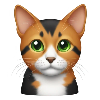 black and orange cat with white stomach and green eyes sticker