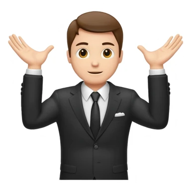 Man in a suit showing width with arms spread sticker