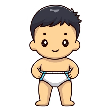boy wearing a diaper sticker