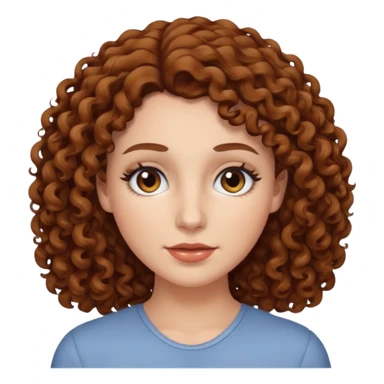A white woman with brown curly hair and black eyes sticker