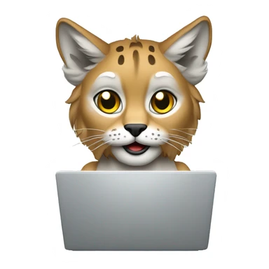 A lynx with a laptop sticker