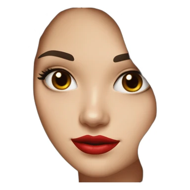 young-white-woman-with-dark-brown-eyes,-dark-long-hair,-red-lips,-big-smile,-black-dress sticker