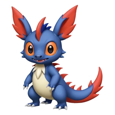 Cute adorable Stitch-Salandit-Noibat-Zangoose-fusion, full body sticker