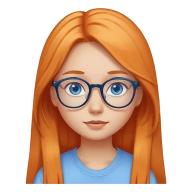a girl with blue eyes, glasses and light orange long hair sticker