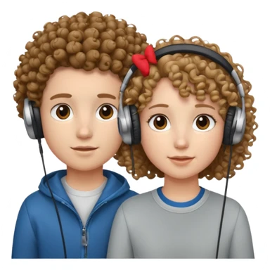 curly haired with headphones in girl and boy sticker
