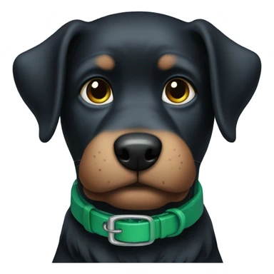 Black dog Blue green collar  sticker