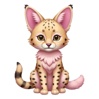 Whitish pastel-rosy-pink cute elegant furry kawaii Serval, full body sticker