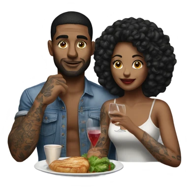 Romantic dinner date with hyper Realistic slightly tattooed model couple  sticker