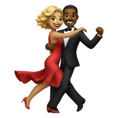 smiling couple in formal attire dancing salsa sticker
