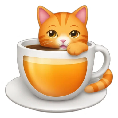 orange cat drinking coffee sticker