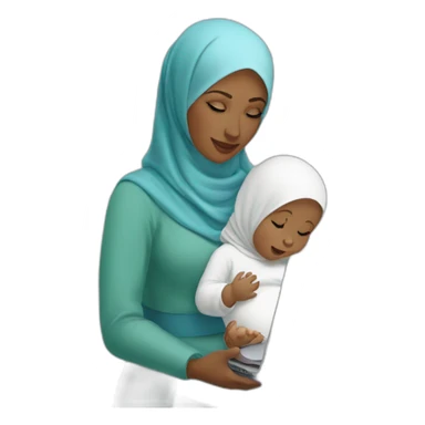 white-hijabi-woman-with-a-baby-boy-in-front-of-a-laptop sticker