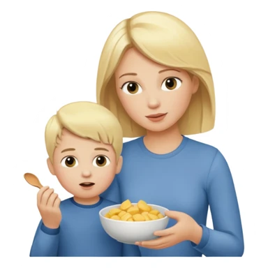 Blondynka karmi małego chłopca sticker