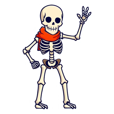 Papyrus from Undertale, tall skeleton with a red scarf, white body armor, orange-red gloves, enthusiastic pose sticker