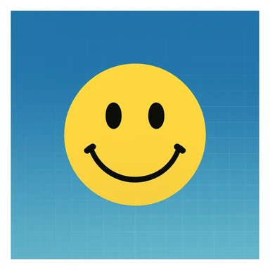 Frame 4: Background is mostly gradient, blue tint increasing, first faint grid lines appear, smiley face unchanged sticker