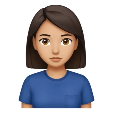  Una donna con una maglietta a mezze maniche blu scuro, i capelli lisci,lunghi,castani scuro e gli  occhi marroni la pelle olivastra sticker