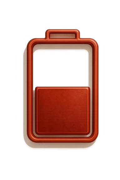 3D realistic medical illustration with red battery sticker