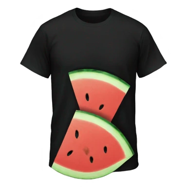 Black Tshirt with an image of a slice of watermelon on it sticker