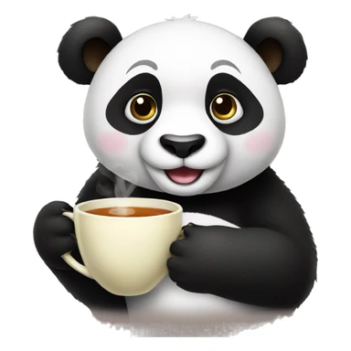 panda holding a cup of tea sticker