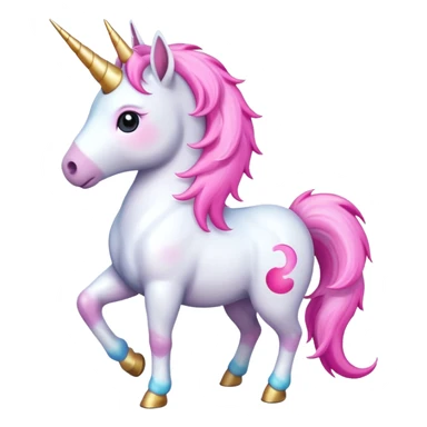 Create a single emoji of a Unicorn in full body, shown at a slight side angle in a natural, characteristic pose with a horn. Cute and stylized like an emoji, but clearly recognizable. No background.
 sticker
