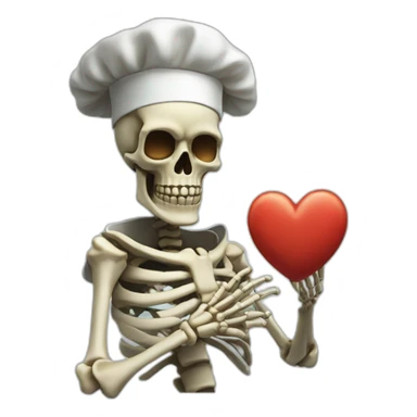 skeleton Chef's Kiss Pinched Finger heart sticker