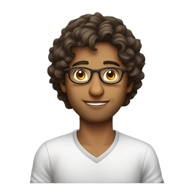 wavy hair indian guy, with circle glasses, with tshirt sticker