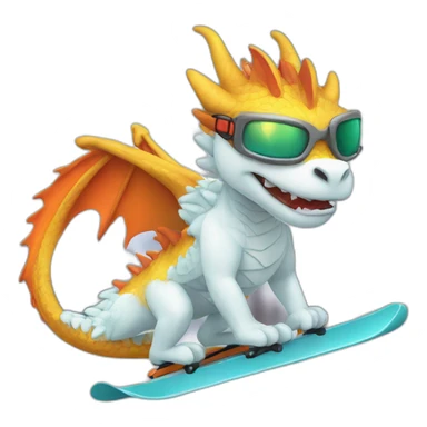 dragon cute skiing sticker