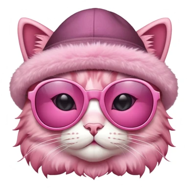 pink cat wearing sunglasses and hat sticker