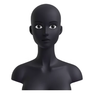 Matte black mannequin in the style of a default avatar. Monochrome with no lines. Minimalistic flat vector icon, iOS style, thin black contour on white. Completely black eyes are not just pupils sticker