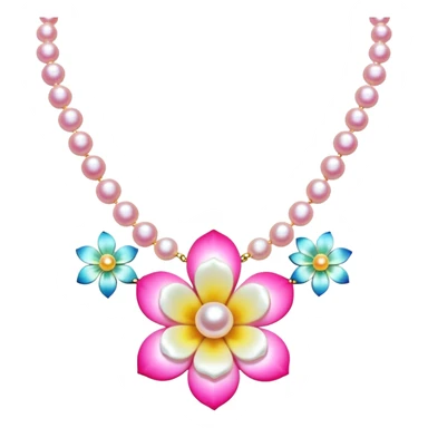 bright pink pearl necklace with mini flower in middle sticker