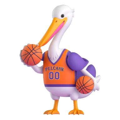 Pelican wearing New Orleans basketball jersey sticker