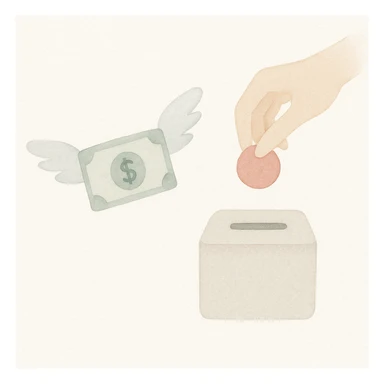 money with wings, donation emoji, watercolor style sticker