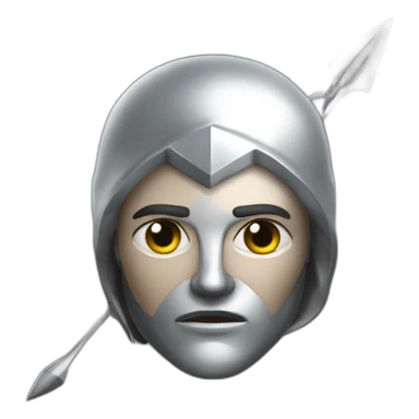 A warlike archer made of silver with a silver face turned sideways sticker