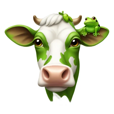 Cow with frog sitting on head sticker