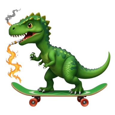 Dinosaur on a skate board smoking sticker