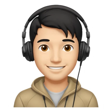 light black hair man with headphones sticker