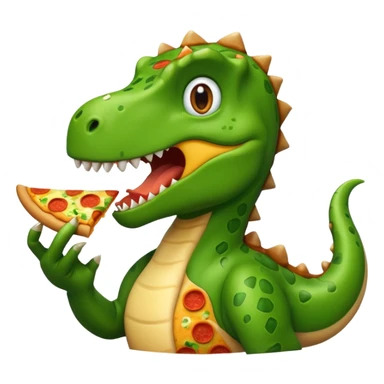 Dinosaur eating pizza sticker