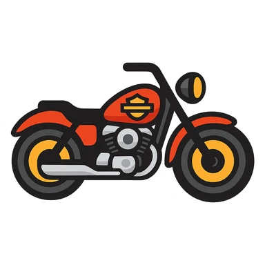 Harley-Davidson classic motorcycle, Emoji style, red sticker