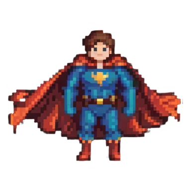 superhero with flowing cape sticker